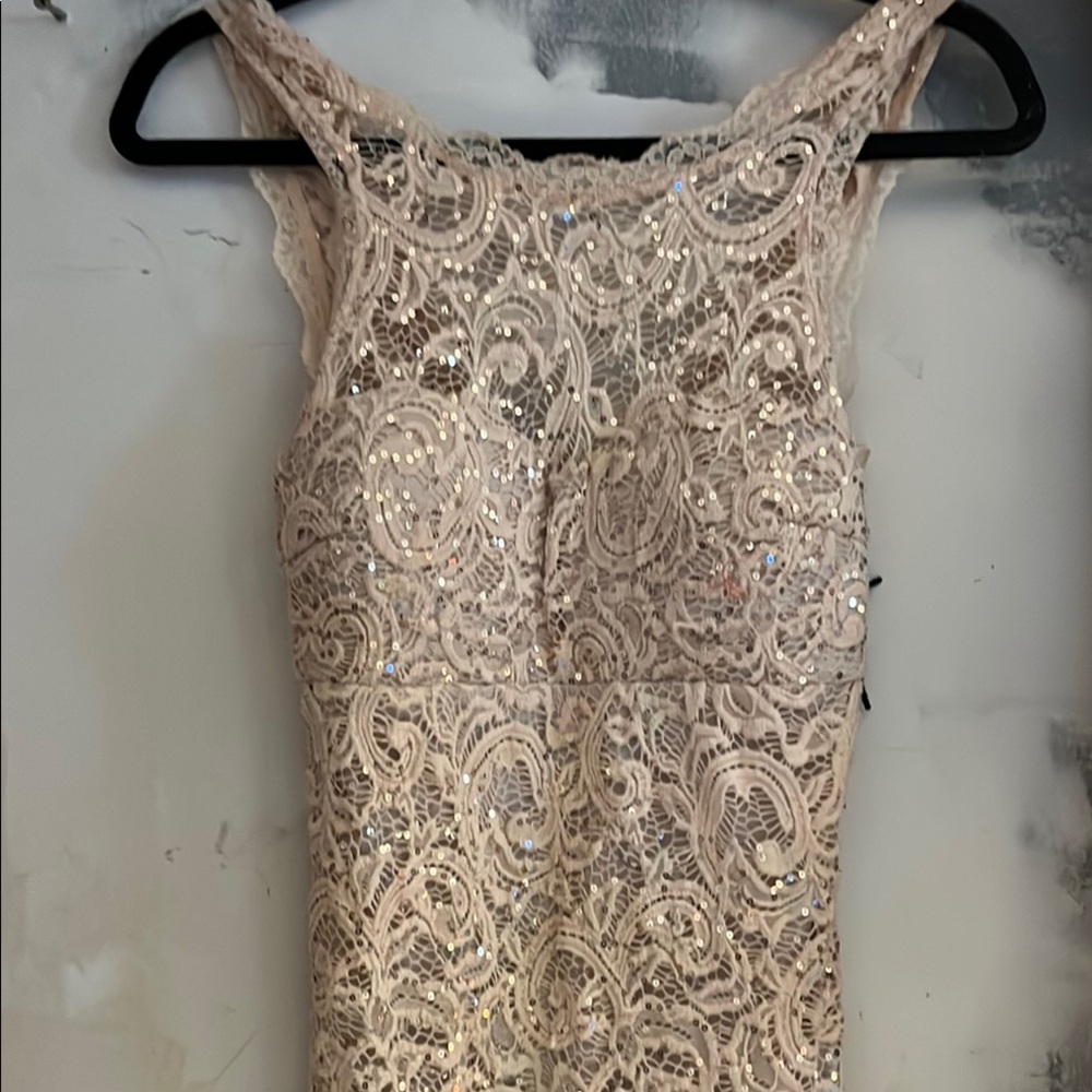 My Michelle Cream Sequin Lace Dress